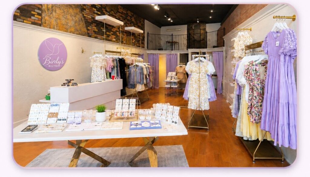 Birdy's Boutique storefront merchandise in Denison Texas