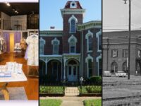 Collage of Birdy’s Boutique, Denison Sears streetscape, and MKT Depot for Denison shops
