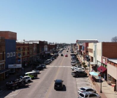 Aerial view over Denison Texas for the Grayson County Line corridor guide