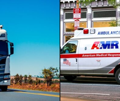 Collage for Grayson County fire and EMS funding: fire engine and ambulance response imagery