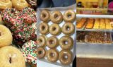 Sprinkle Donut Gunter — fresh glazed, chocolate, and sprinkle donuts plus the bakery display case